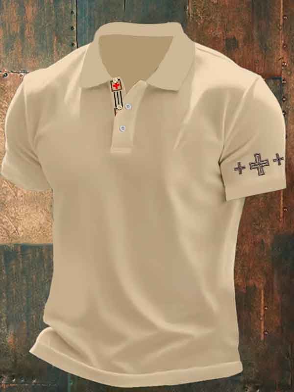Camisa polo ejecutivo casual a rayas Button de manga corta para hombre