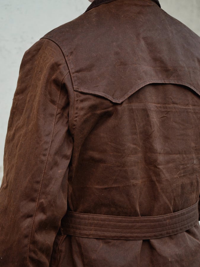 Chaqueta vintage Western Style Mid-Length Waxed para hombre