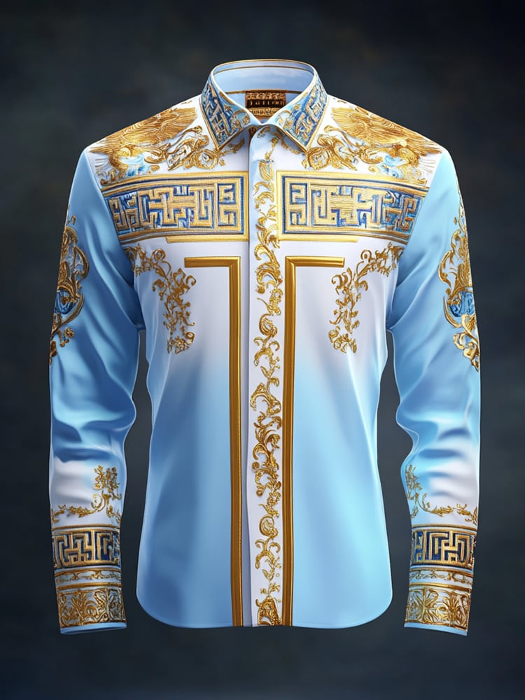 Camisa satén Luxe de manga larga con botones para hombre