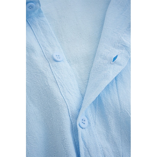 Camisa de lino Summer camisa Beach Wear casual camisa Button Up camisa Plain casual para uso diario Light Yellow White Pink Dark Navy de manga larga Spring & Summer Clothing Apparel para hombre