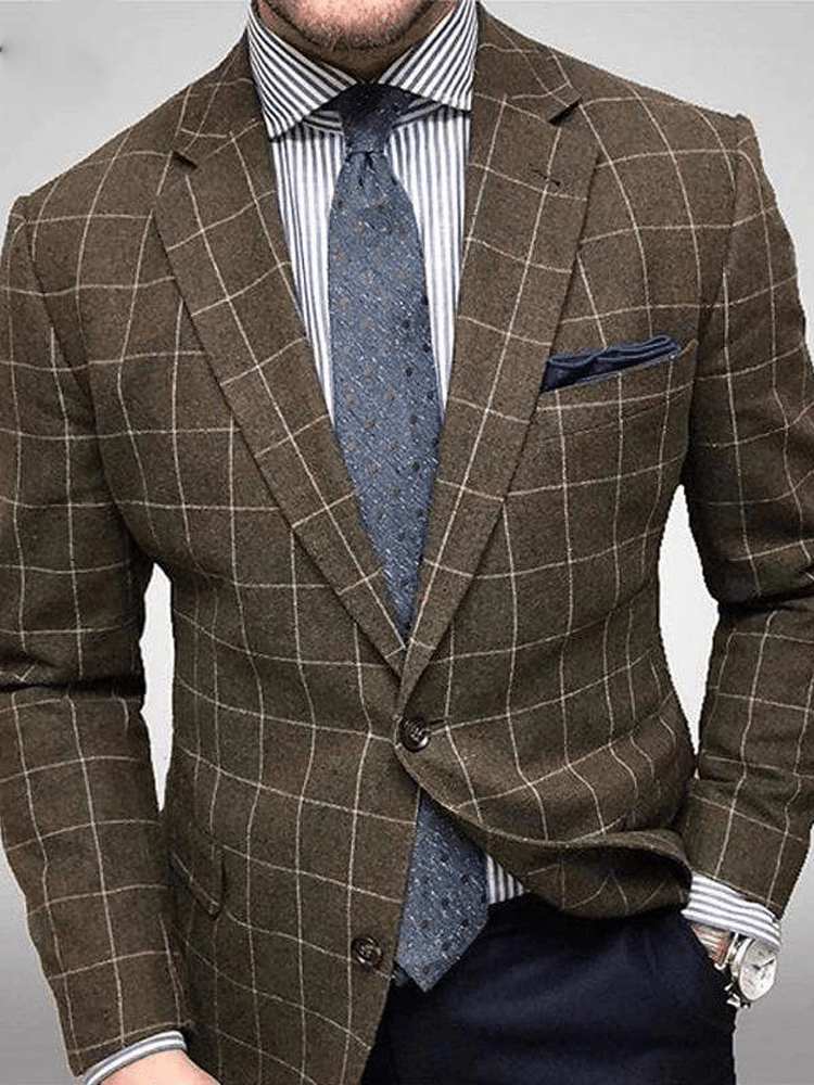 Casual a cuadros suit para hombre