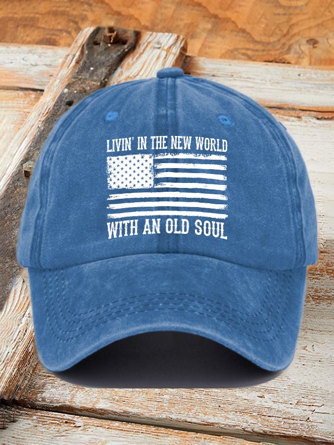 Retro Living In The New World With An Old Soul estampado Baseball Cap