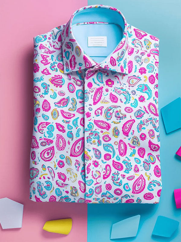 Camisa de lujo Pellis estampado ejecutivo de manga corta para hombre