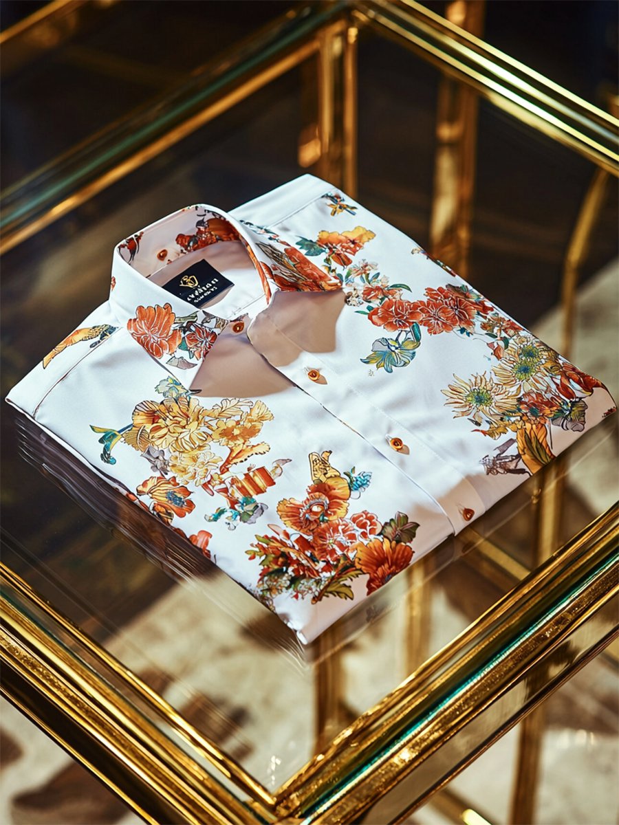 para hombre Resort floral Print de manga larga camisa