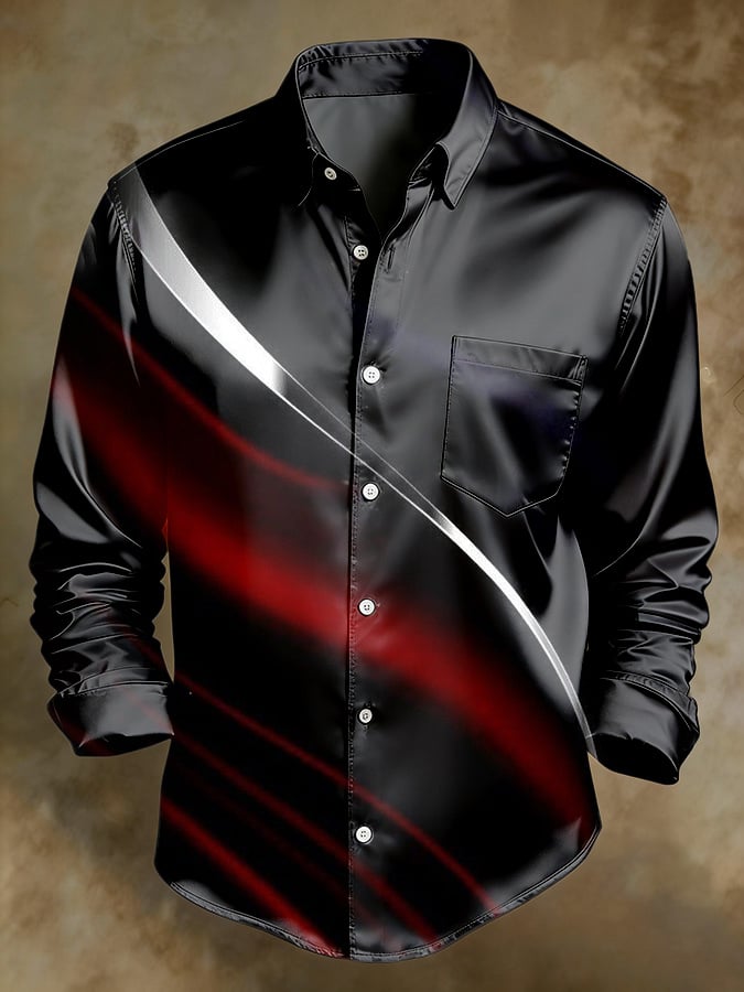 Casual retro degradado Pockecamiseta para hombre