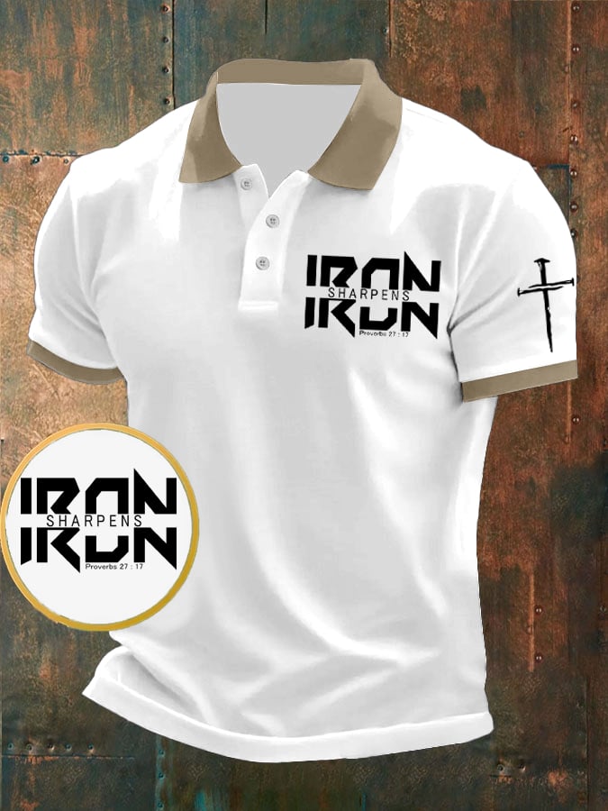 Camisa polo retro Faith casual estampado para hombre