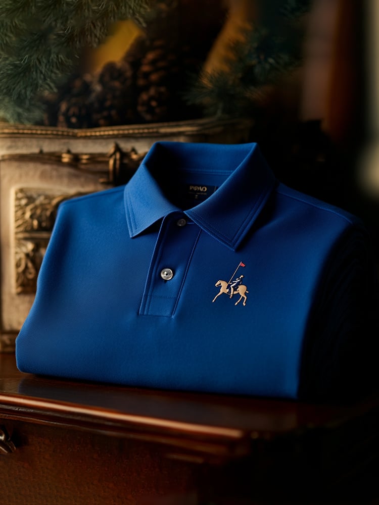 Camisa polo clásico ejecutivo Logo Button de manga corta para hombre