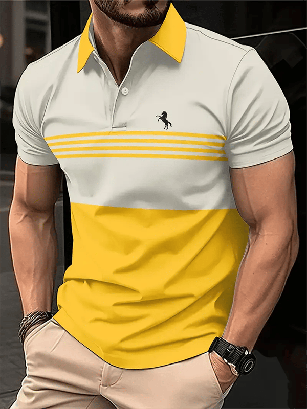 Camisa polo ejecutivo Logo con botones de manga corta para hombre