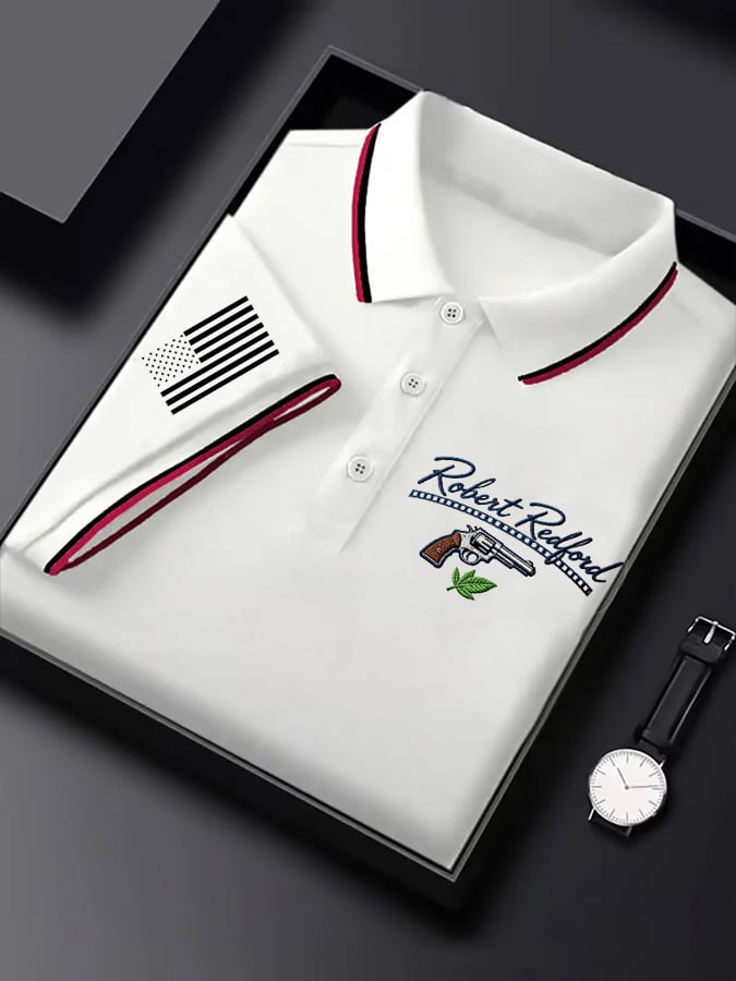 Camisa polo clásico ejecutivo Logo Button de manga corta para hombre