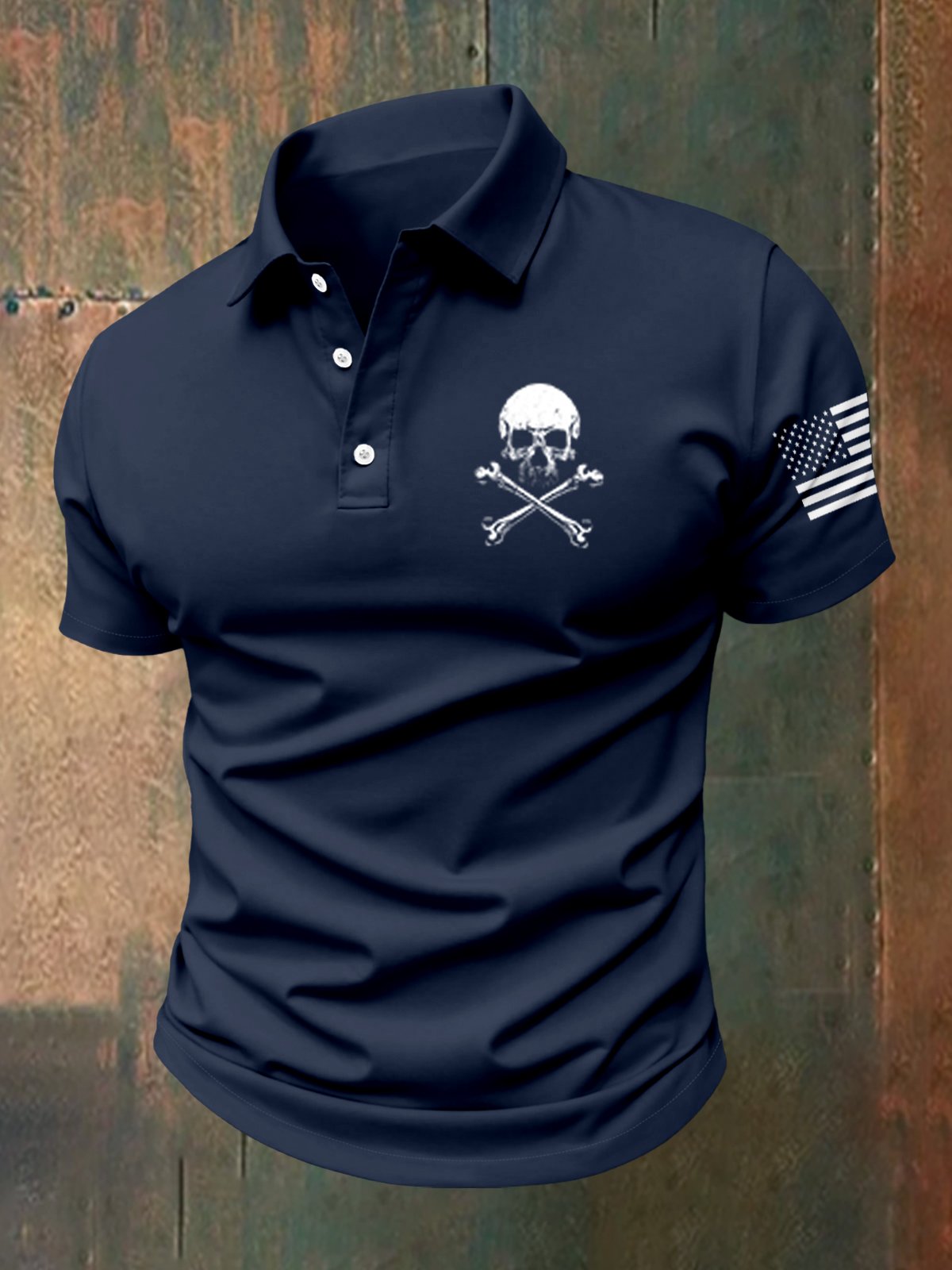 Camisa polo para exterior Independence Day American Flag Button de manga corta para hombre