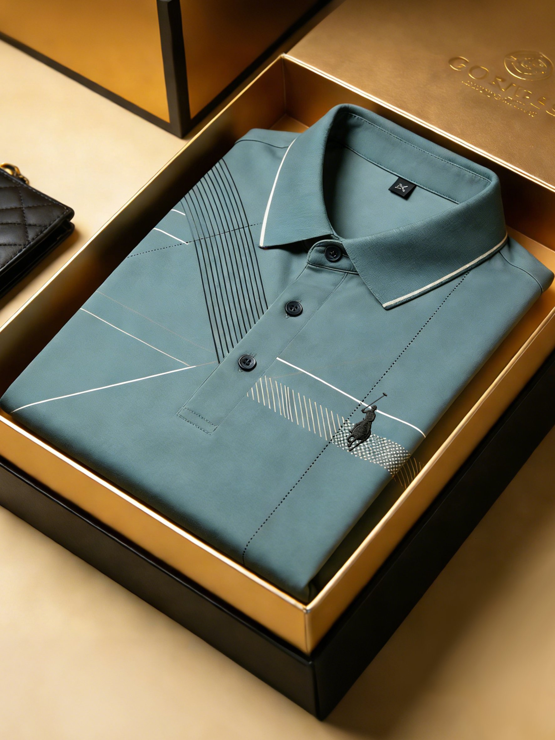 Camisa polo ejecutivo Style estampado de manga corta para hombre