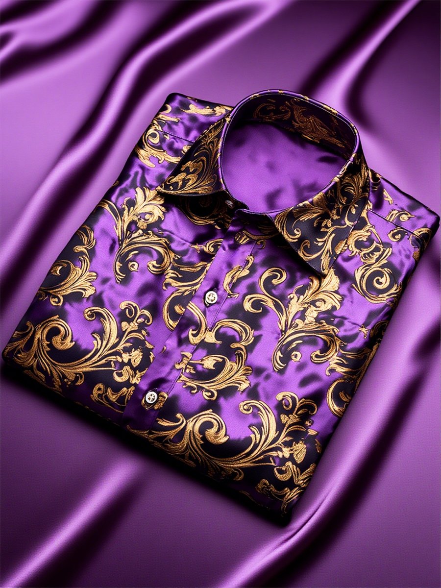 Camisa satén Luxe de manga larga con botones para hombre