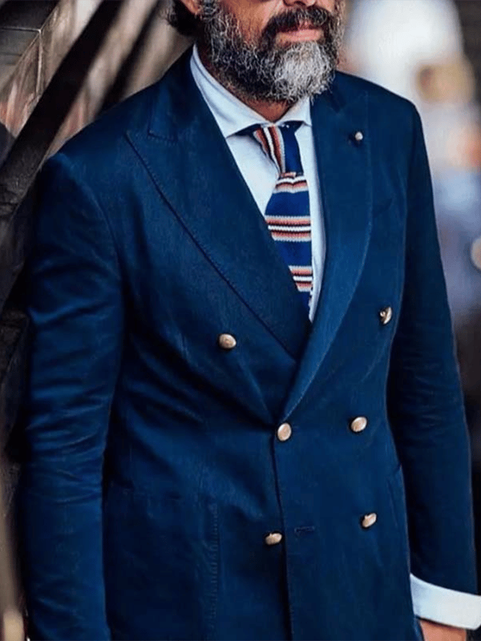 Chaqueta retro Double Breasted bolsillo Design Gentleman ejecutivo Suit para hombre