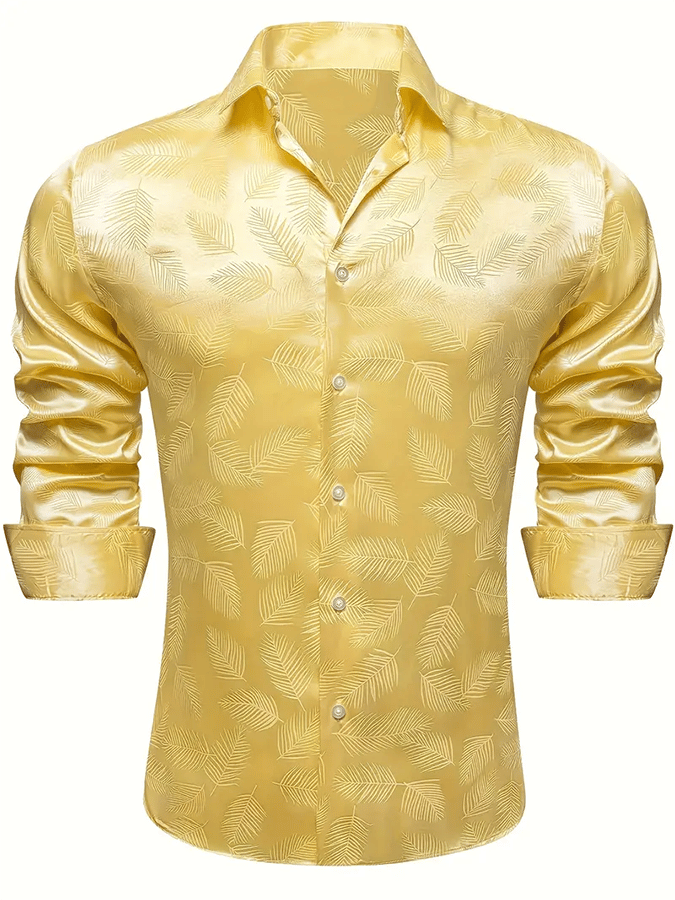 Camisa seda ejecutivo de lujo Design estampado de manga larga para hombre