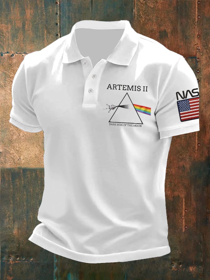 Camisa polo Artemis II Dark Side Of The Moon estampado para hombre