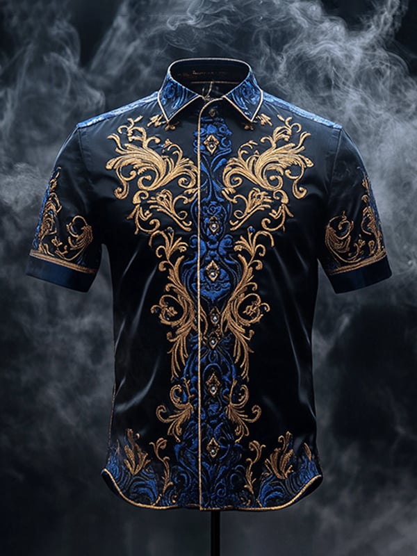 Camisa retro Gothic diseño de manga corta para hombre