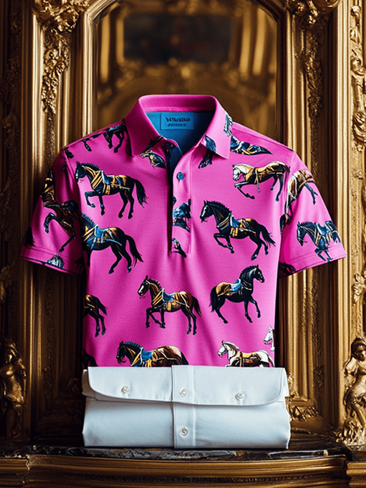 Camiseta Horse Racing de manga corta Polo para hombre