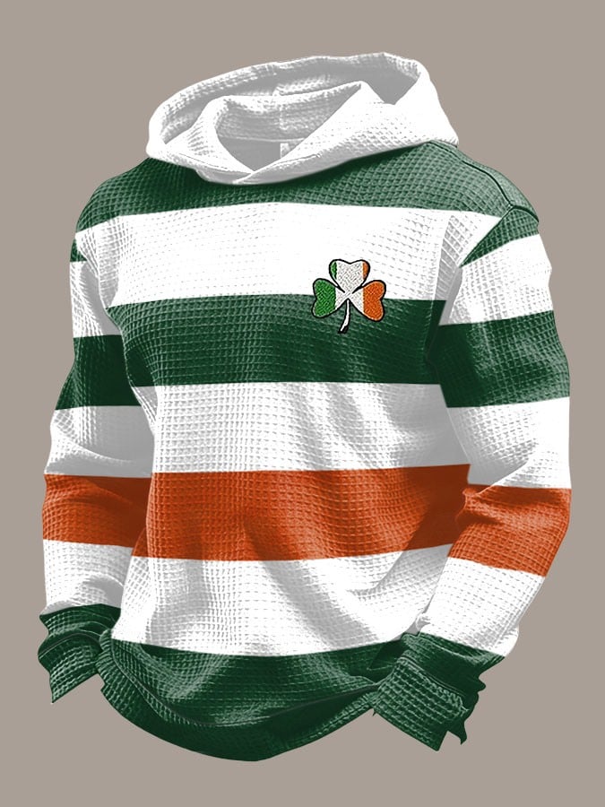 Sudadera St Patrick's Day estampado casual con gorrasucha para hombre