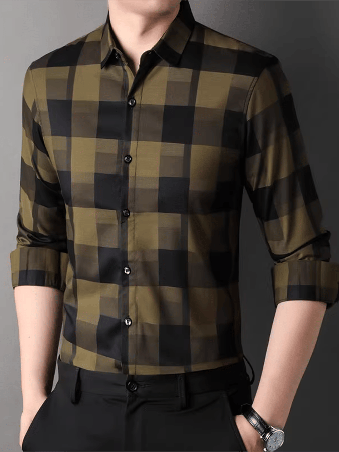 Camisa a cuadros ejecutivo casual para hombre