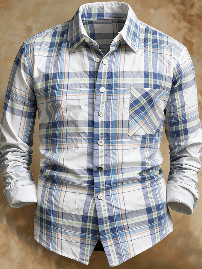 Camisa retro Abstract Art estampado Comfortable ejecutivo Style para hombre