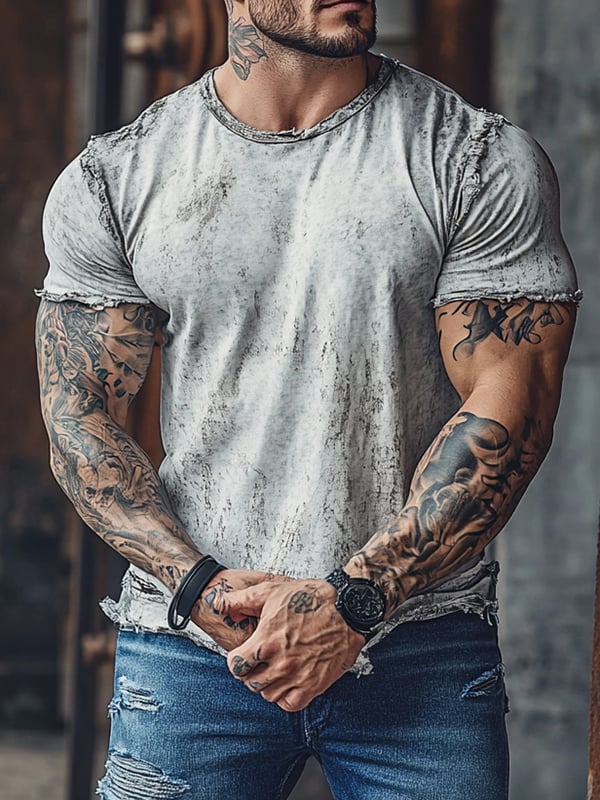 Camiseta casual vintage de manga corta para hombre