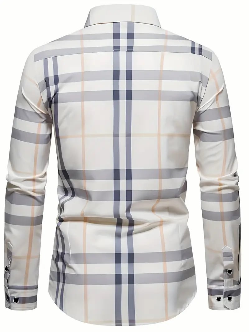 Camisa geométrico ejecutivo casual para hombre