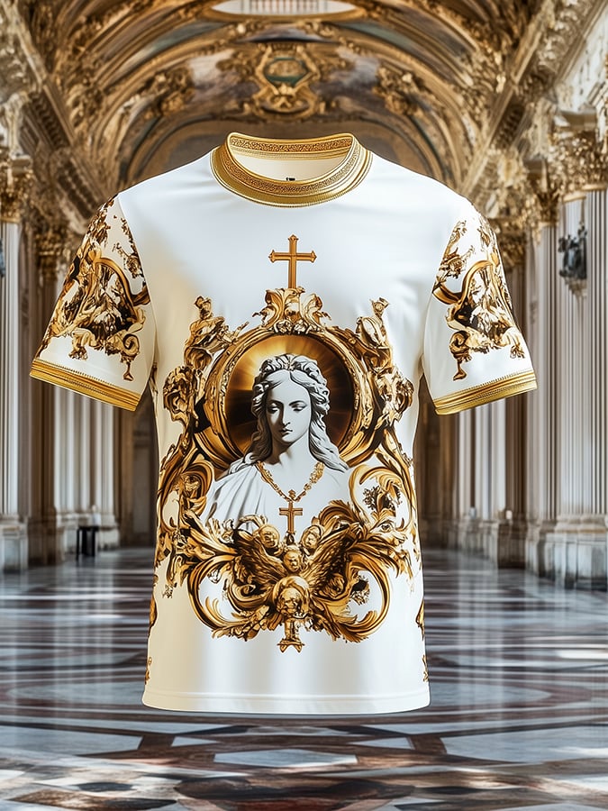 Camiseta ejecutivo Madonna Baroque estampado de manga corta para hombre