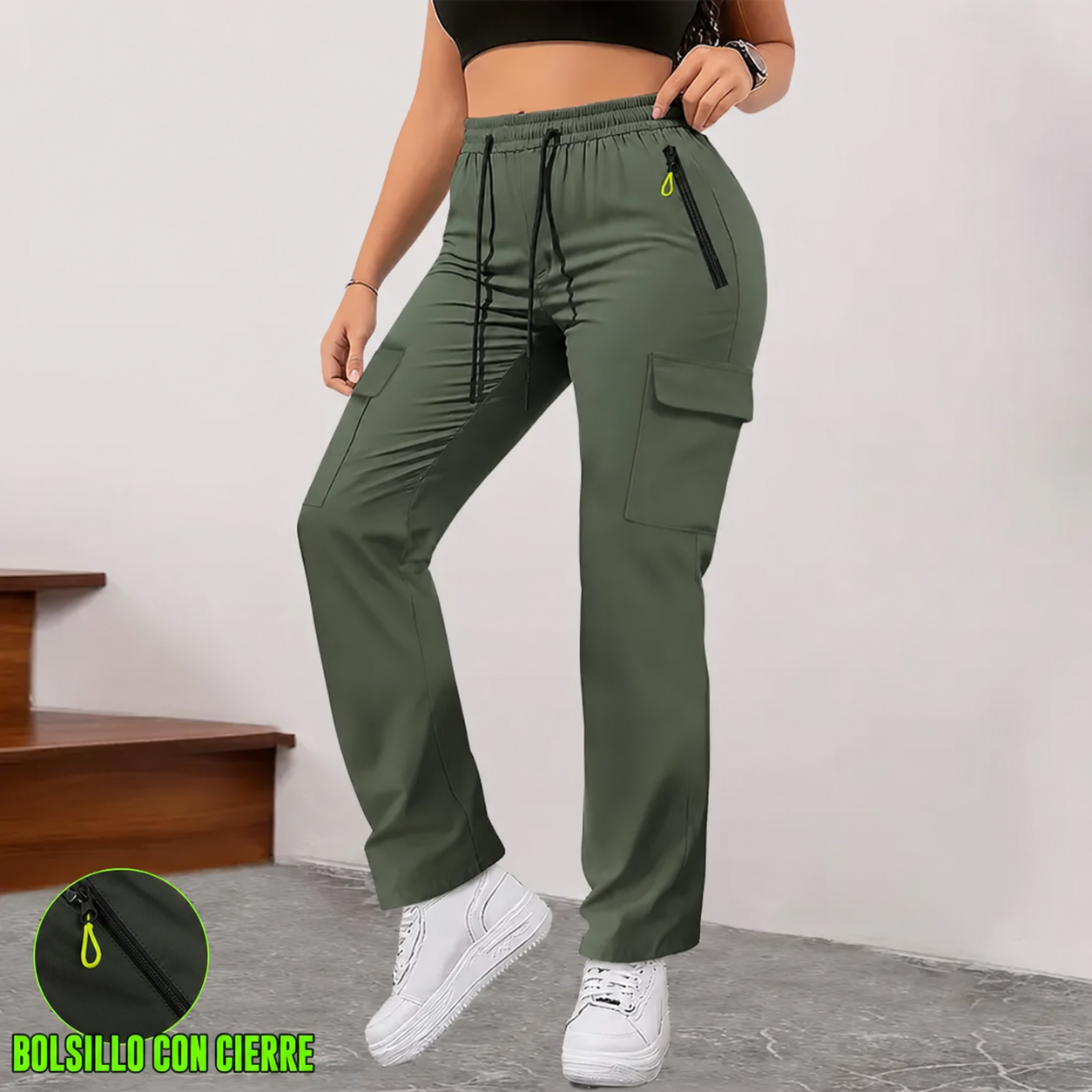 Pantalón cargo multibolsillos para primavera y verano · vista 2