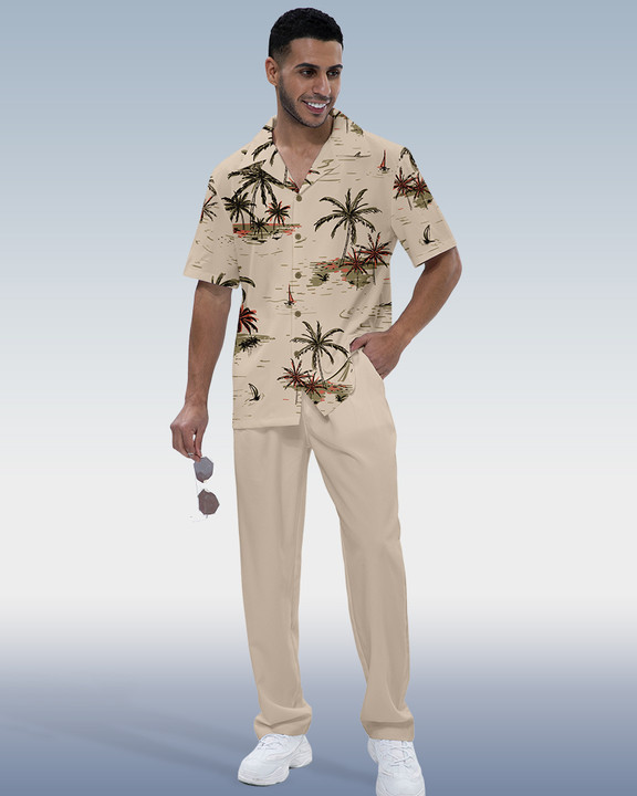 Rianmond Hawaiian estampado de manga corta Walking Suit 517 para hombre