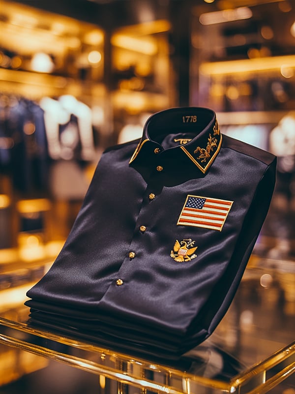 Camisa satén Luxe Independence Day de manga larga con botones para hombre