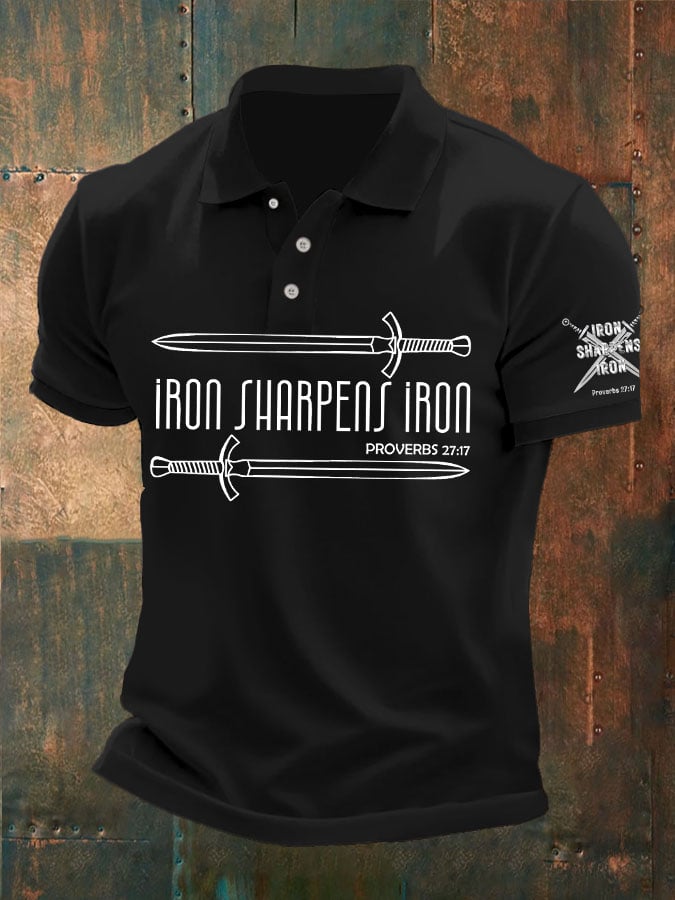 Camisa polo Iron Sharpens Iron estampado para hombre