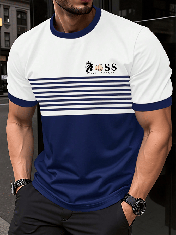 Camiseta retro Letter estampado cuello redondo para hombre