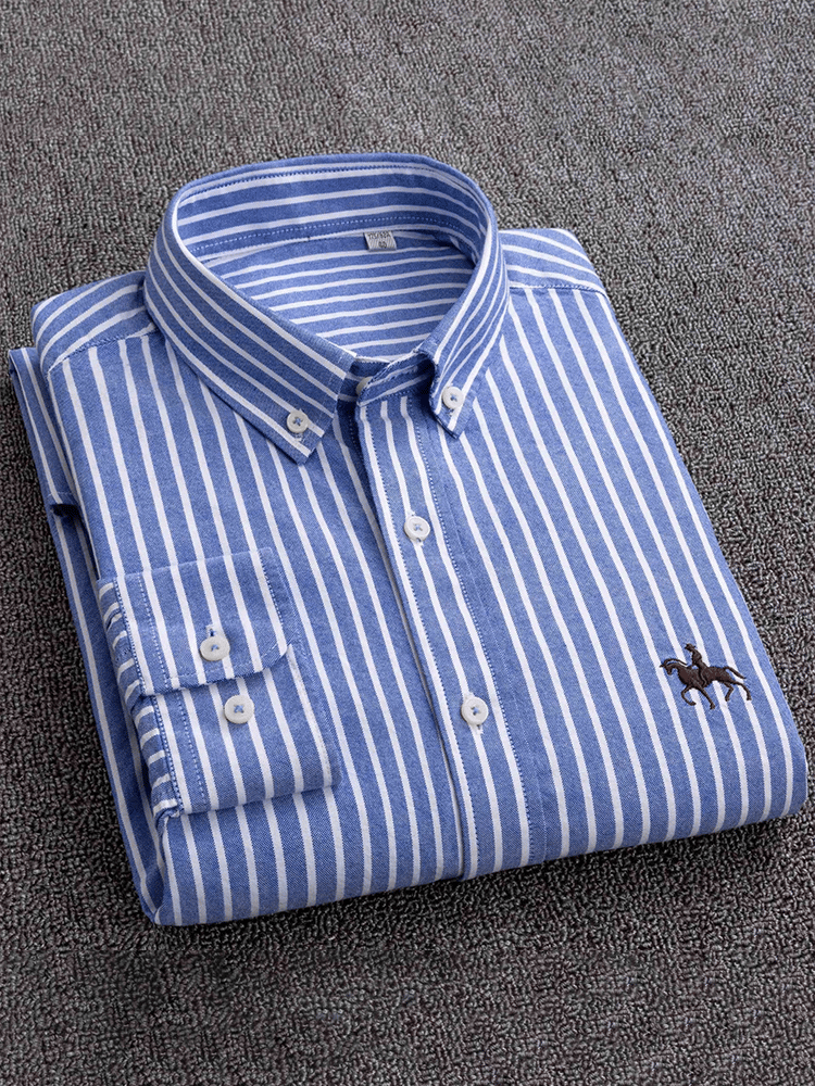 Camisa de algodón Oxford de manga larga ejecutivo para hombre
