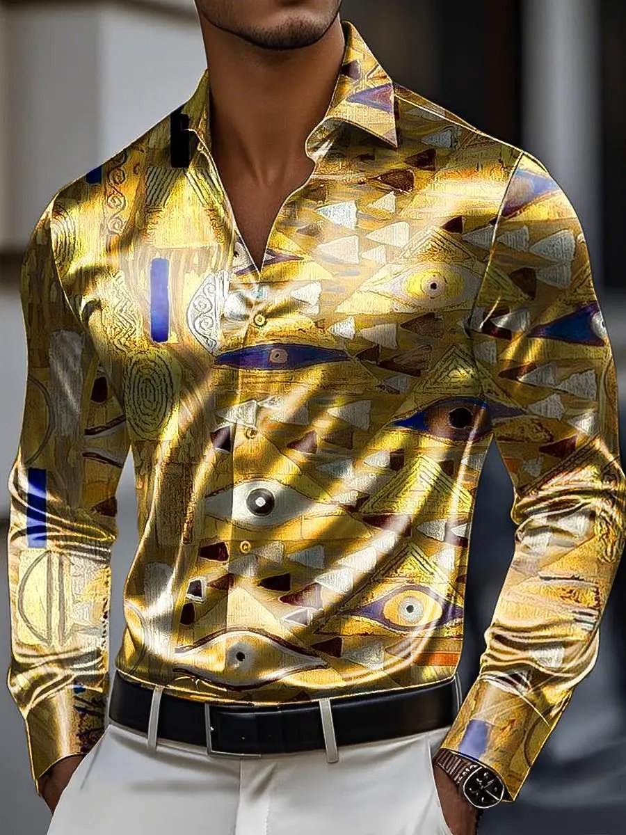 Camisa vintage de manga larga para hombre