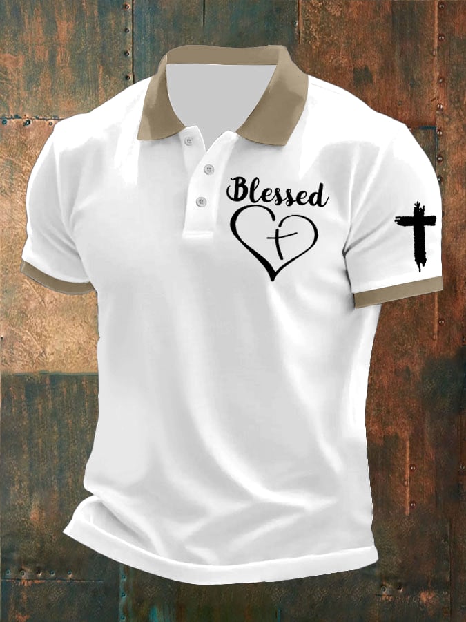 Camisa polo retro Faith casual estampado para hombre