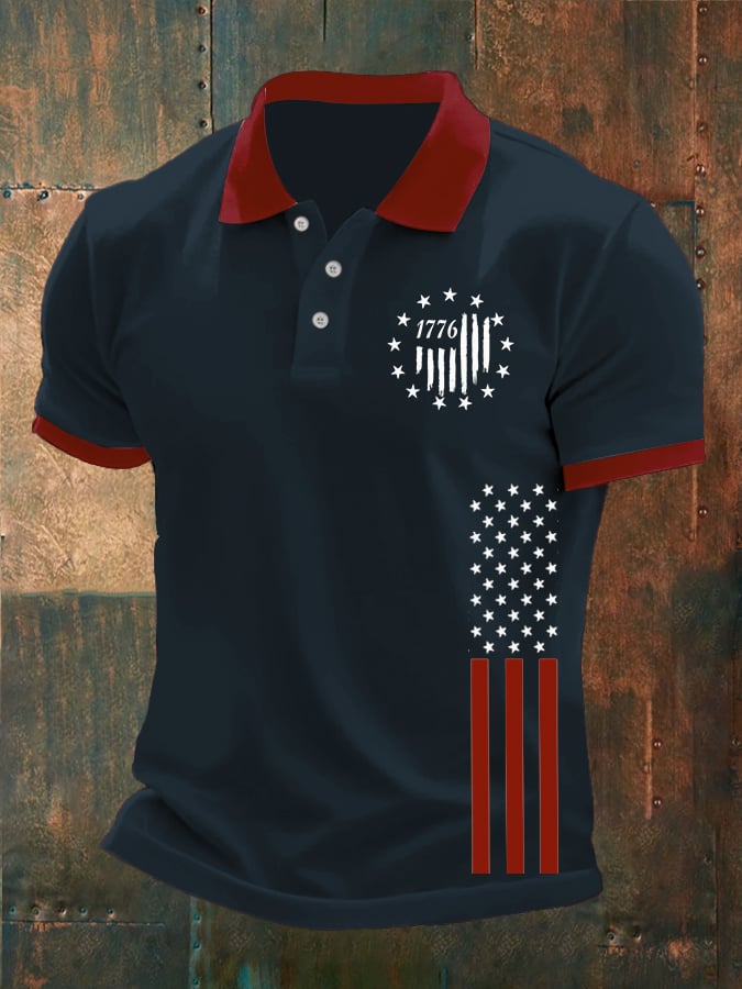 Camisa polo 1776 Flag estampado para hombre