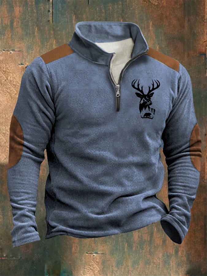 Sudadera Western Style estampado Stand cuello cierre para hombre