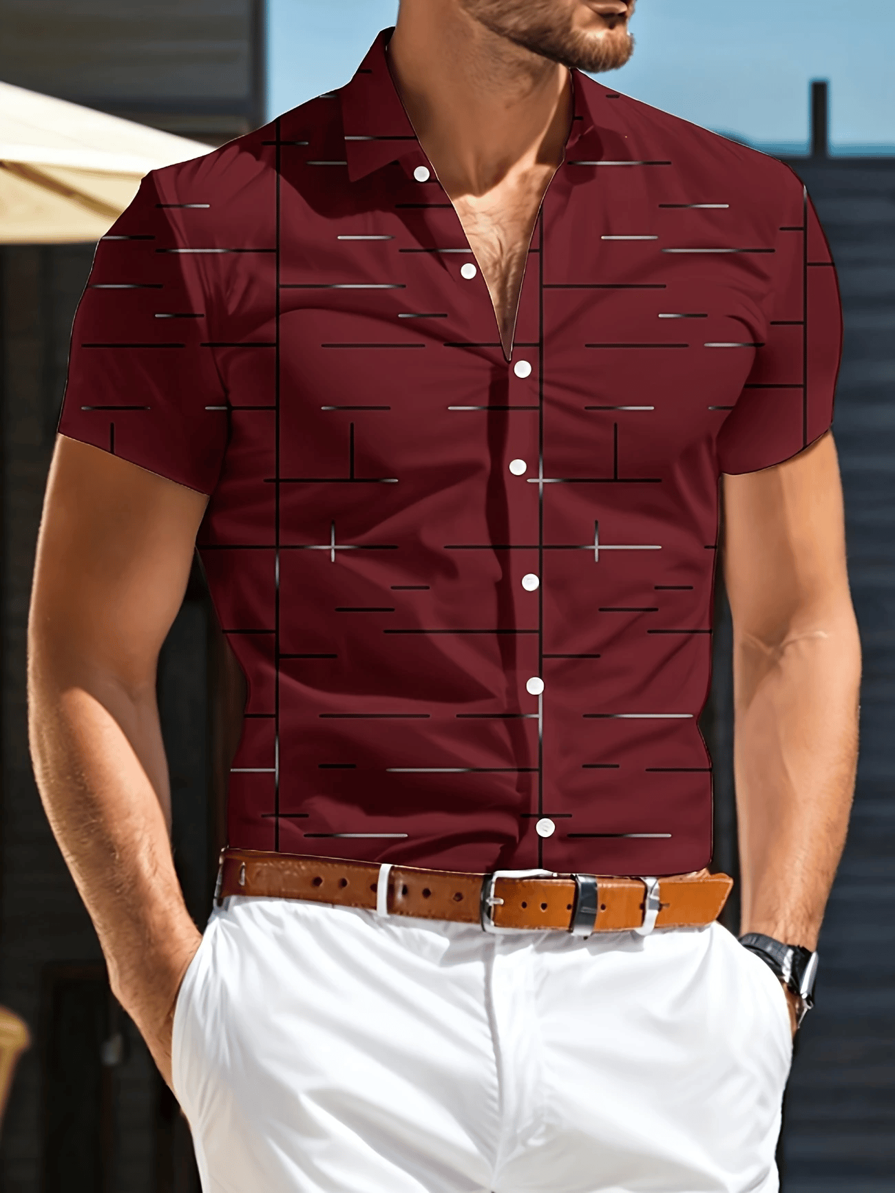 Camisa ejecutivo casual Button de manga corta para hombre