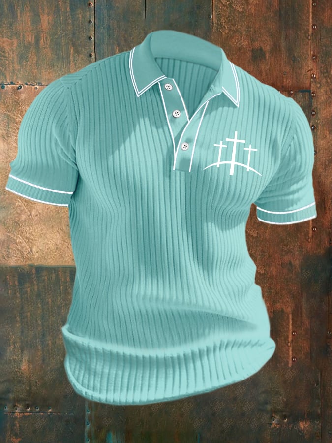 Casual Contrast Color Faith tejidoted jacquard Polo para hombre