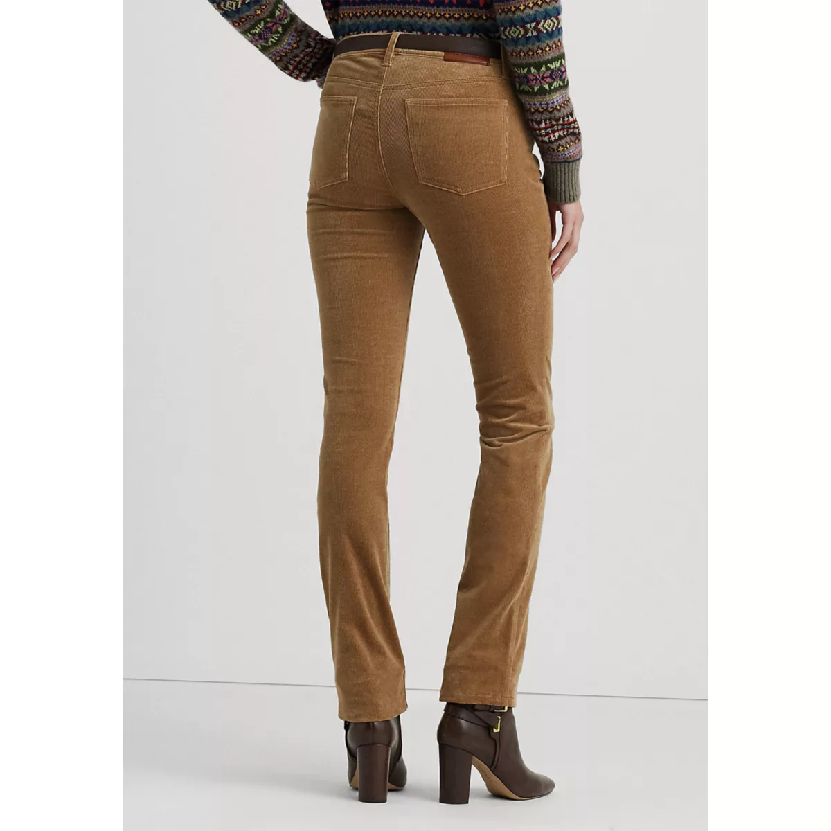 Stretch Corduroy Mid Rise Straight Pants - 2