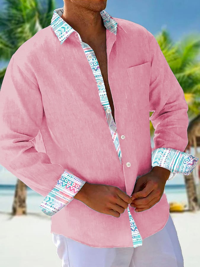 Camisa casual Holiday Contrast Color para hombre