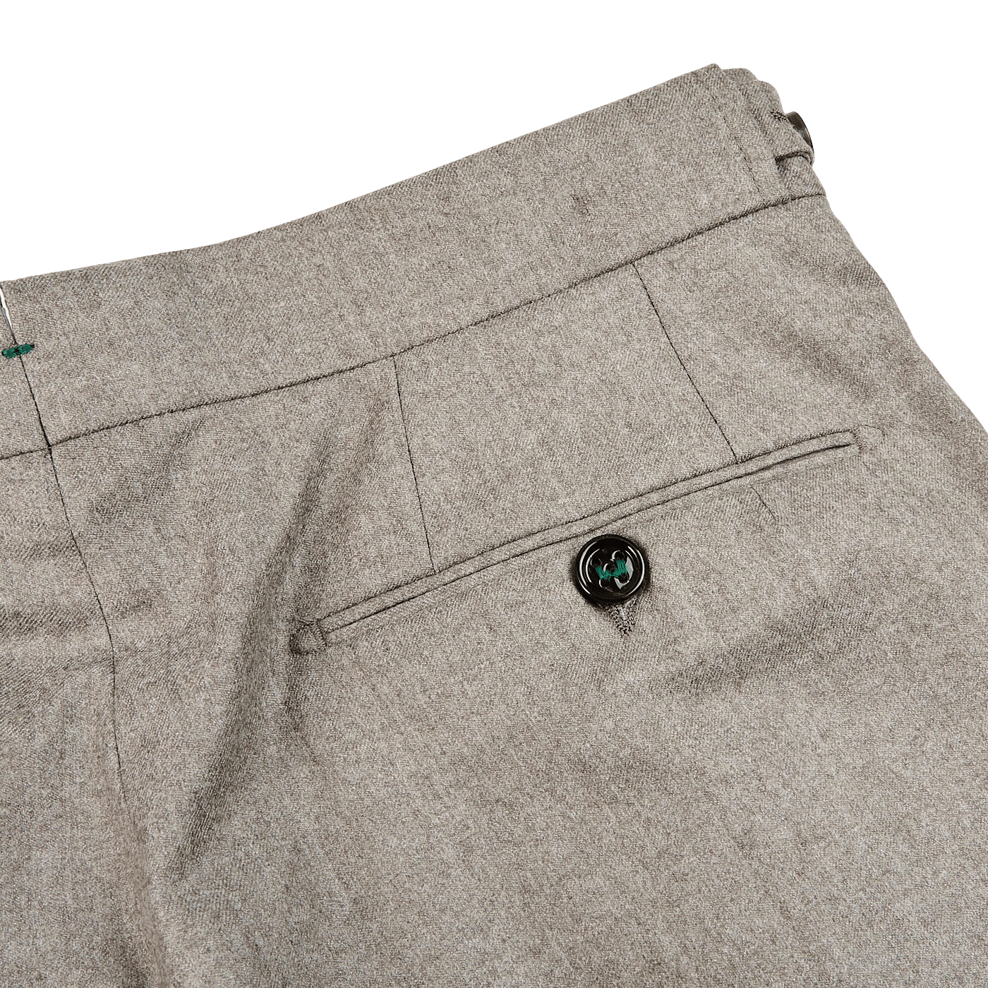 Oatmeal Beige lana Flannel Pleated Trousers