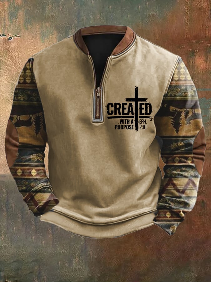 Sudadera estampado Zip cuello para hombre