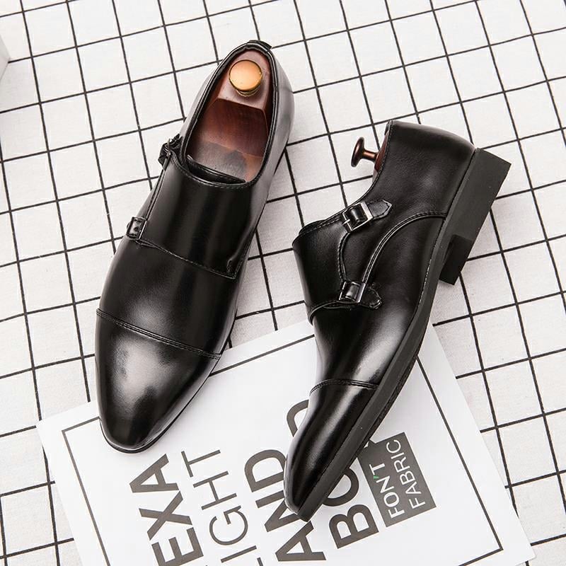 Zapatos de moda Color Clash British casual Buckle cuero para hombre