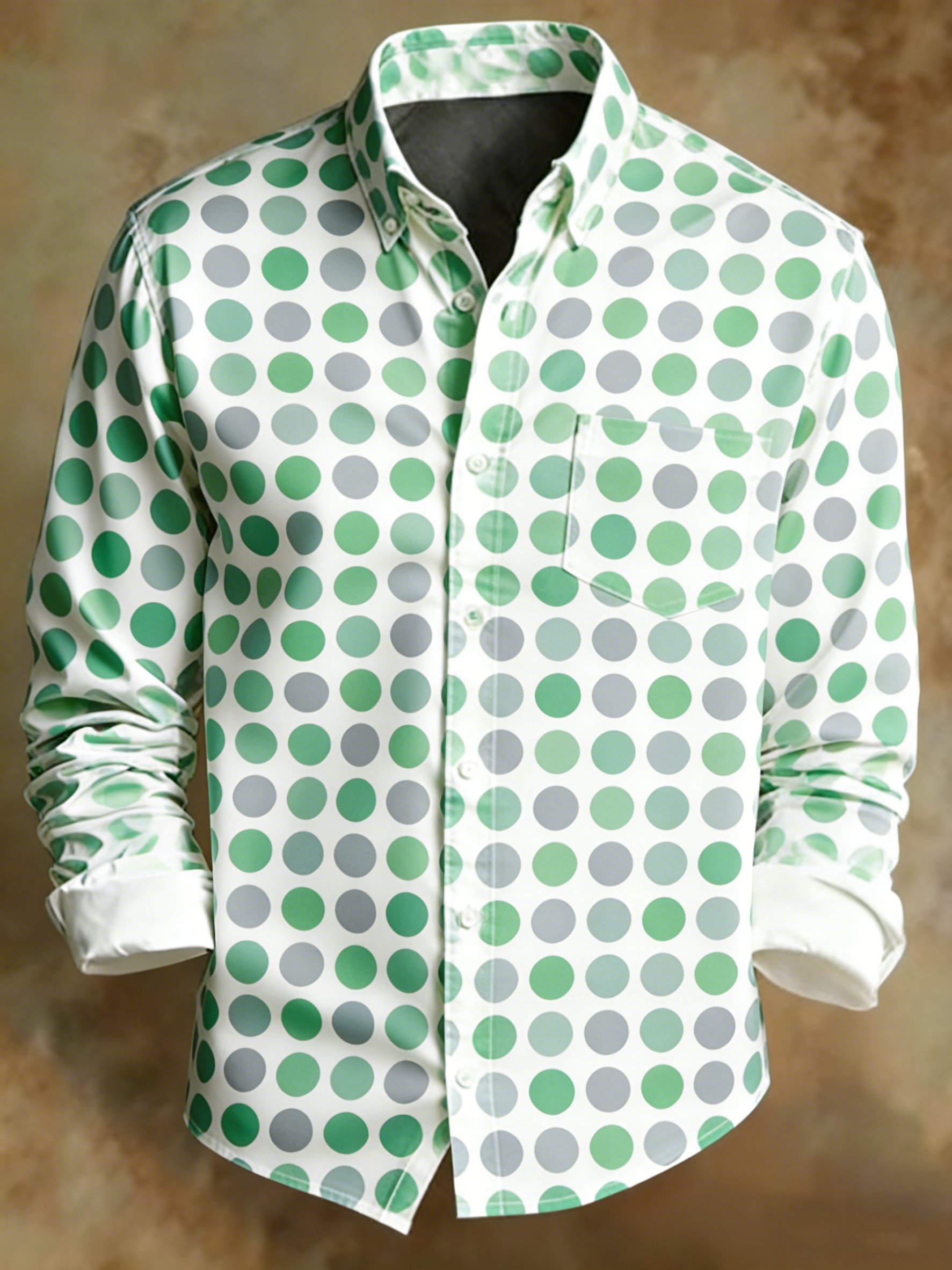Camisa retro Abstract Art estampado Colorblock Polka Dots diseño ejecutivo Style para hombre