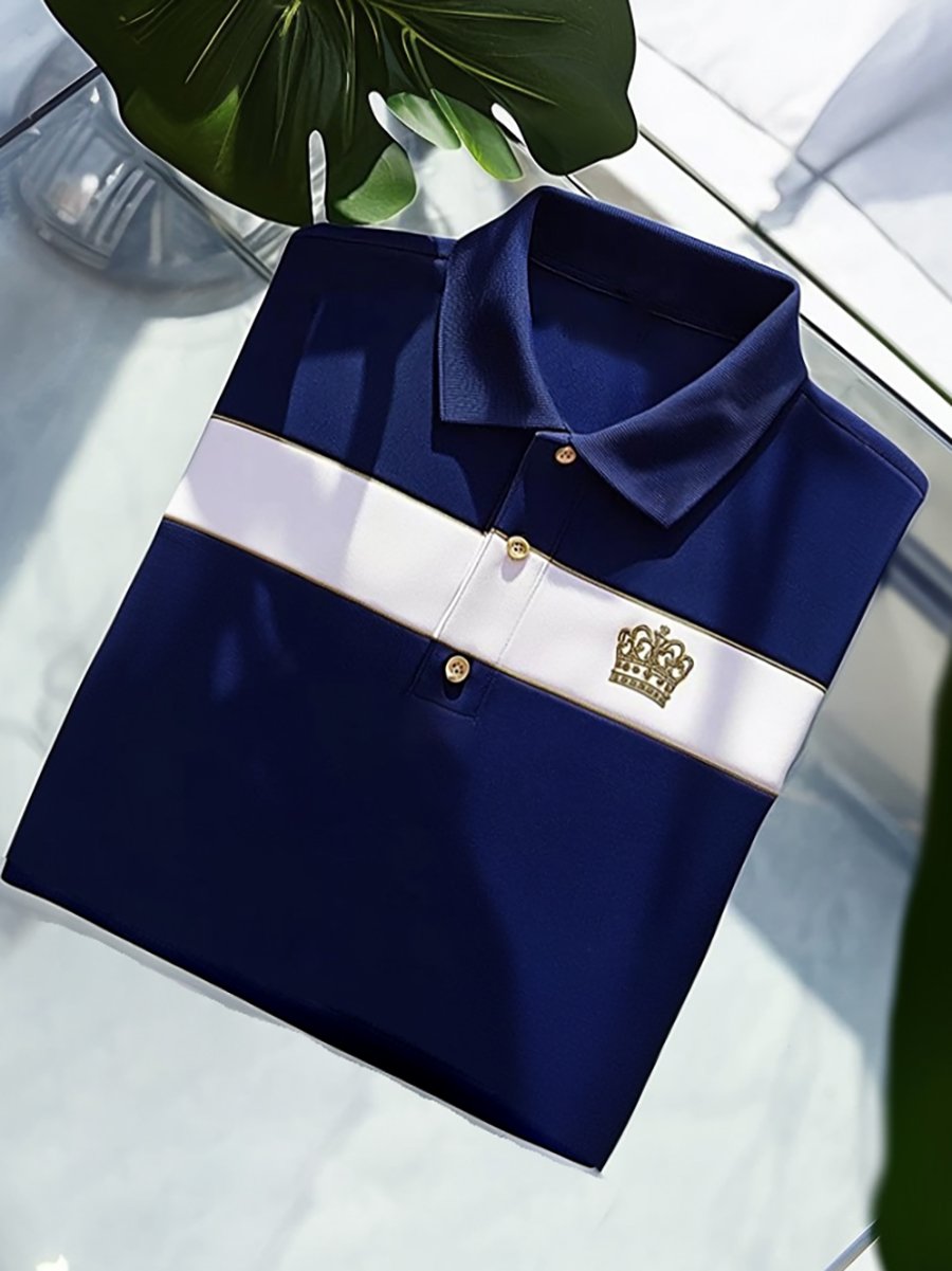 Camisa polo vintage ejecutivo de manga larga para hombre
