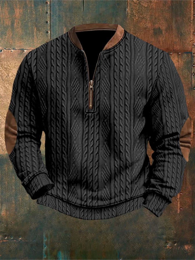 Sudadera Western jacquard cierre Neck tejido para hombre