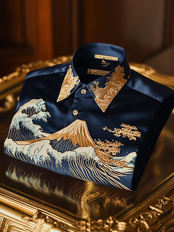 Camisa satén de lujo ejecutivo de manga larga para hombre