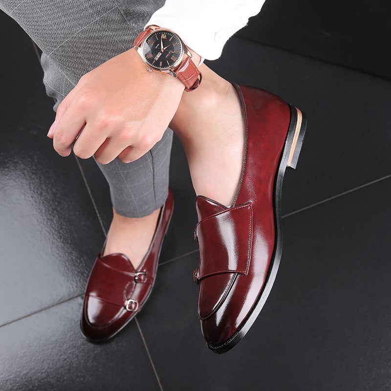 Zapatos de moda British cinturón Double Buckle Small cuero