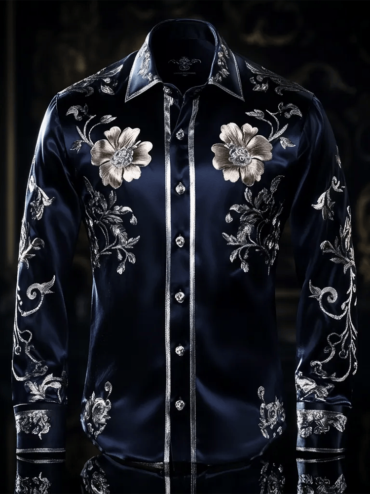 Camisa satén Luxe de manga larga con botones para hombre